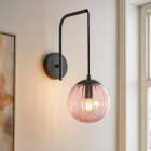 Retro wandlamp roze, Rifka, met schakelaar