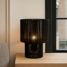 Landelijke tafellamp zwart, Sanny, met schakelaar