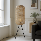 Rotan vloerlamp bruin, Pinar, met schakelaar