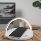 Witte tafellamp Erhan, kunststof, 2w, 3000K LED, met oplaadfunctie voor telefoon