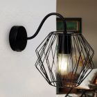 Industriële wandlamp Alvina, Zwart