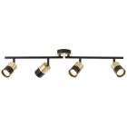 Moderne plafondlamp Cato, Geborsteld Messing, zwart