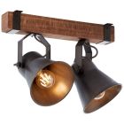 Industriële plafondspot Audrey, zwart, hout