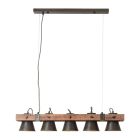Industriële eettafel hanglamp Audrey, zwart, hout