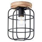 Industriële Plafondlamp Taede, zwart, hout