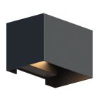 Zwarte up down wandlamp aluminium, Dion, 7W, 3000K LED, IP54