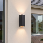 Zwarte up down wandlamp aluminium, Dion, 8W, 3000K LED, IP54