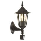 Zwarte klassieke buiten wandlamp met bewegingssensor aluminium, Alieke, IP44