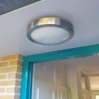 Zilveren buiten wandlamp met schemersensor glas, Bob, IP44