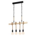 Houten balk hanglamp bruin, Zerina