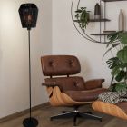 Papieren vloerlamp zwart, Caine, met schakelaar