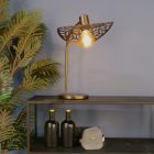 Bronzen vintage tafellamp staal, Suraj, met schakelaar