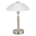 Nikkelen klassieke tafellamp glas, Miam, met touchdimmer