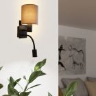 Taupe bedlamp stof, Abano, met schakelaar