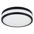 Zwarte badkamer plafondlamp glas, Jacco, 5,7W, 3000K LED, IP44