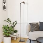 Bronzen moderne vloerlamp staal, Rochdi, met schakelaar