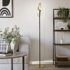 Messing design vloerlamp kunststof, Corwin, 8,8W, 3000K LED, met touchdimmer