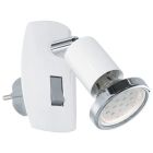 Witte stopcontact wandlamp metaal, Alejandra, met schakelaar