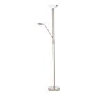 Nikkelen design staande leeslamp glas, Brava, 20W, 3000K LED, met schakelaar