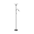 Burgo vloerlamp nikkel-nero met leeslamp