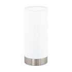 Witte moderne tafellamp stof, Abano, met touchdimmer