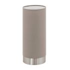 Taupe moderne tafellamp stof, Abano, met touchdimmer