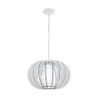Witte landelijke hanglamp hout, Kiran, 40 cm
