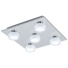 Chromen moderne plafondlamp kunststof, Busra, 7W, 3000K LED, IP44