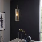 Nikkelen design hanglamp glas, Tino