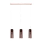 Koperen design hanglamp glas, Tino