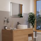 Grijze moderne spiegel met verlichting glas, Bibi, 5,1W, 4000K LED, IP44, met schakelaar