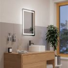 Grijze moderne spiegel met verlichting glas, Bibi, 15,7W, warm tot koud wit verstelbare LED, IP44, met schakelaar