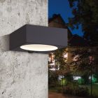 Zwarte buiten wandlamp op zonne-energie kunststof, Daud, 6,5W, 4000K LED, IP54