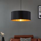 Zwarte moderne hanglamp stof, Kelsey