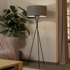 Grijze moderne driepoot vloerlamp aluminium, Anuschka, met schakelaar