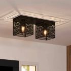 Zwarte industriële plafondlamp aluminium, Lennaert