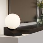 Zwarte tafellamp glas, Wesly, met schakelaar