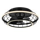 Zwarte industriële plafondventilator metaal, Jorne, 30W, warm tot koud wit verstelbare LED, met afstandsbediening