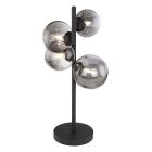 Design tafellamp Melinda, zwart, rookglas