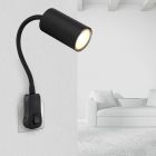 Zwarte design stopcontact wandlamp metaal, Roelof, met schakelaar
