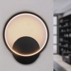 Zwarte wandlamp Clay, aluminium, rond, 12w, 2700K LED
