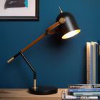 Retro bureaulamp Waylon, Zwart en Bruin