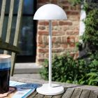 Witte buiten tafellamp retro, Joy, 1,5W, 3000K LED, IP54, met touchdimmer