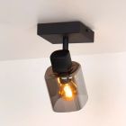 Zwarte klassieke plafondspot, Alion, glas