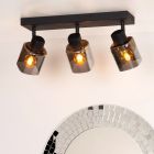 Zwarte klassieke plafondspot, Alion, glas