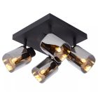 Zwarte klassieke plafondspot, Alion, glas