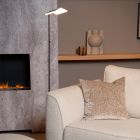 Zwarte staande leeslamp modern, Aaron, 12W, 2700K LED, met touchdimmer