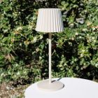 Beige buiten tafellamp landelijk, Justine, 2W, 2700K LED, IP54, met touchdimmer