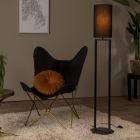 Zwarte vloerlamp landelijk, Herman, met schakelaar