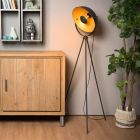 Zwarte driepoot vloerlamp Alvaro, staal